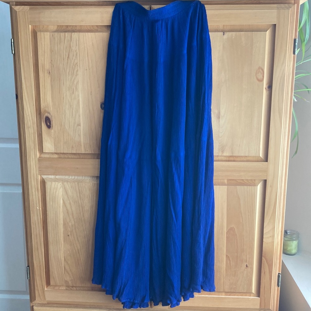 Vintage Blue Crepe Maxi Skirt